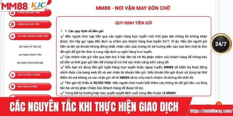 Các nguyên tắc quan trọng khi thực hiện giao dịch