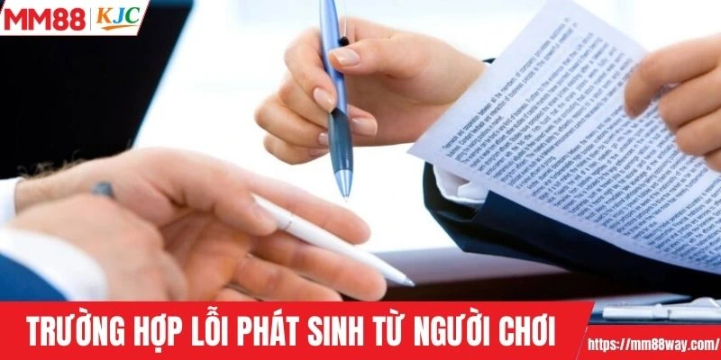 Trường hợp lỗi phát sinh xuất phát từ người chơi